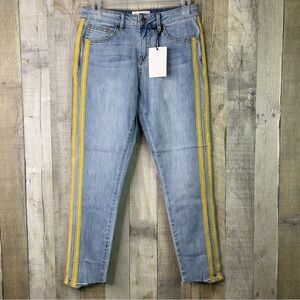 EVIDNT Los Angeles Size 26 Track Trim Slim Leg Raw Hem With Yellow Stripe on Leg